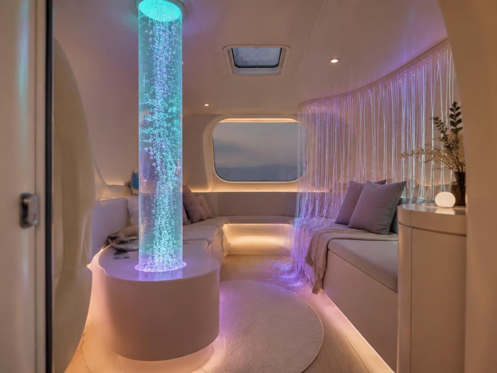 Concept visualization of controlled bubble and fiber-optic-style sensory lighting